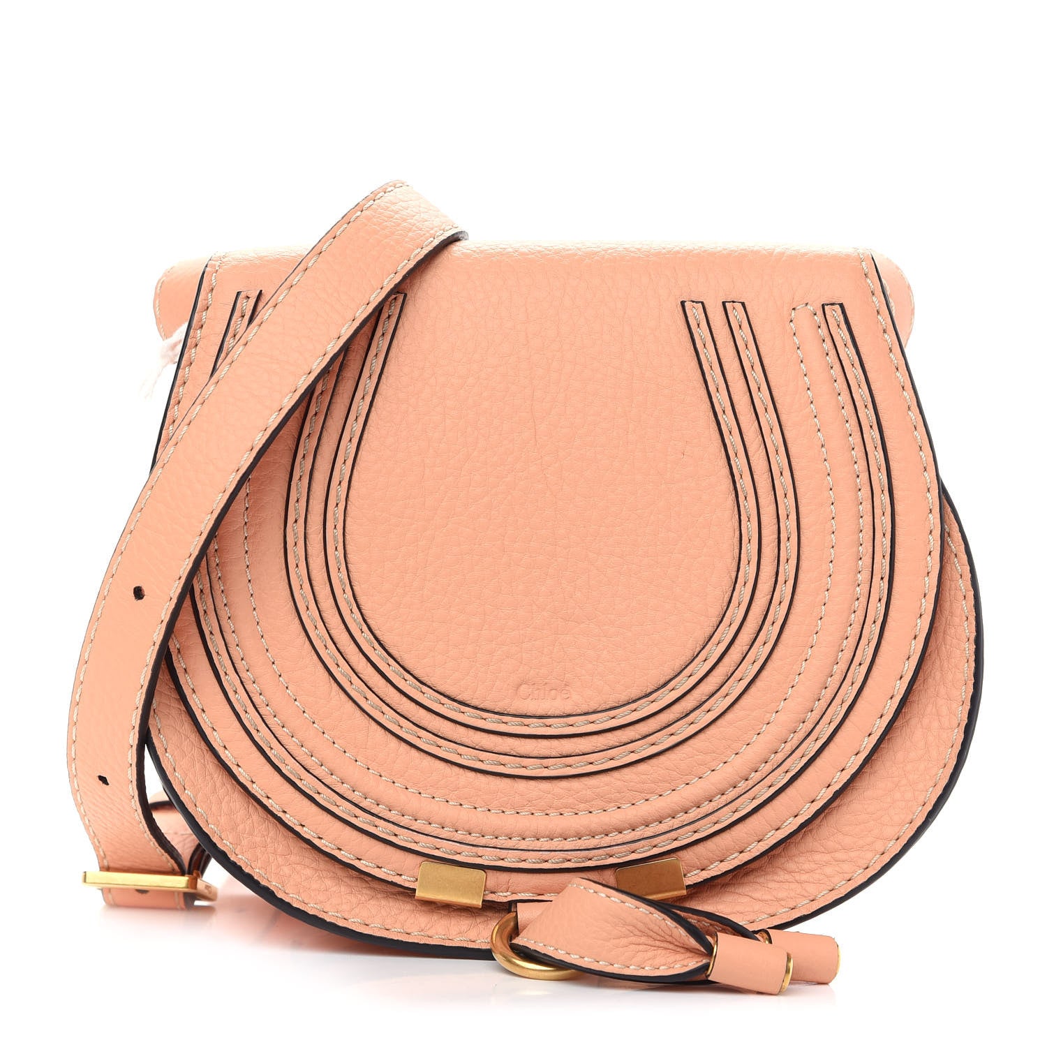 Chloe Calfskin Mini Marcie Round Crossbody Bag Peach Bloom 1 of 8