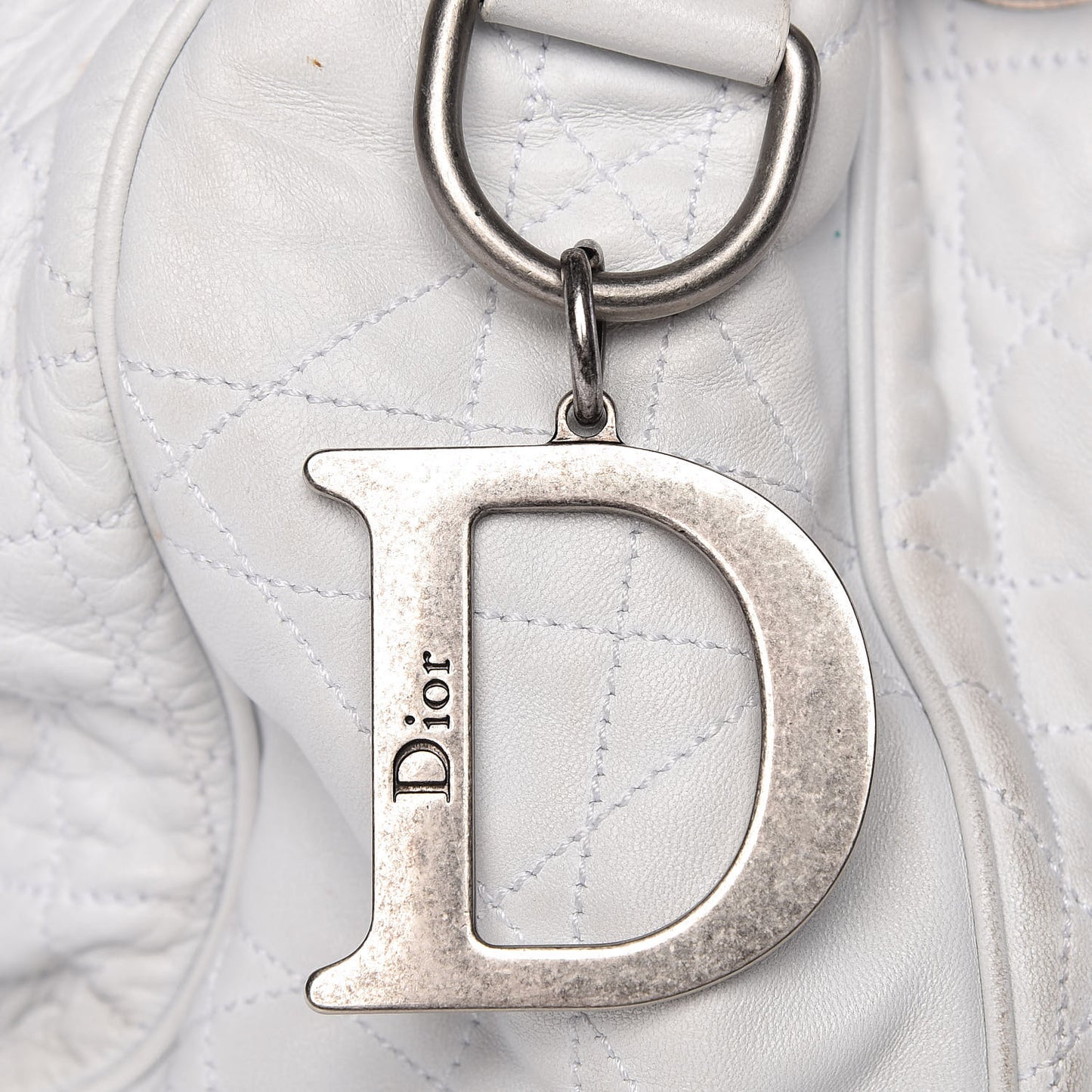 Lambskin Cannage Drawstring Bag White
