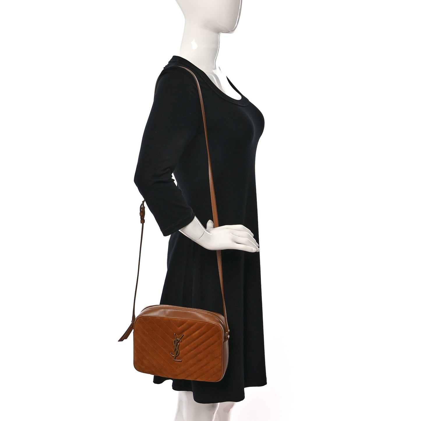 Suede Matelasse Monogram Lou Camera Bag Cinnamon