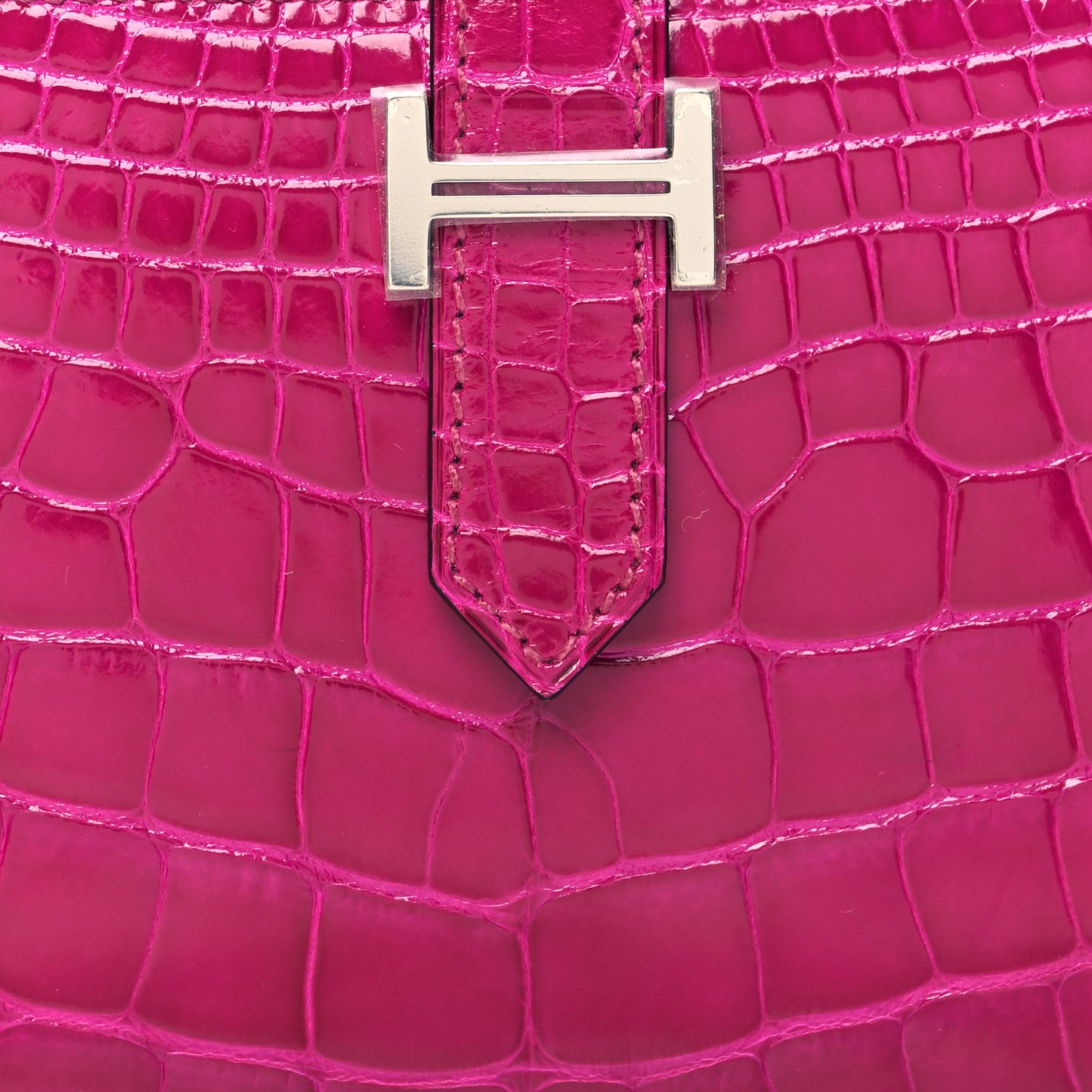 Shiny Alligator Bearn Wallet Rose Pourpre