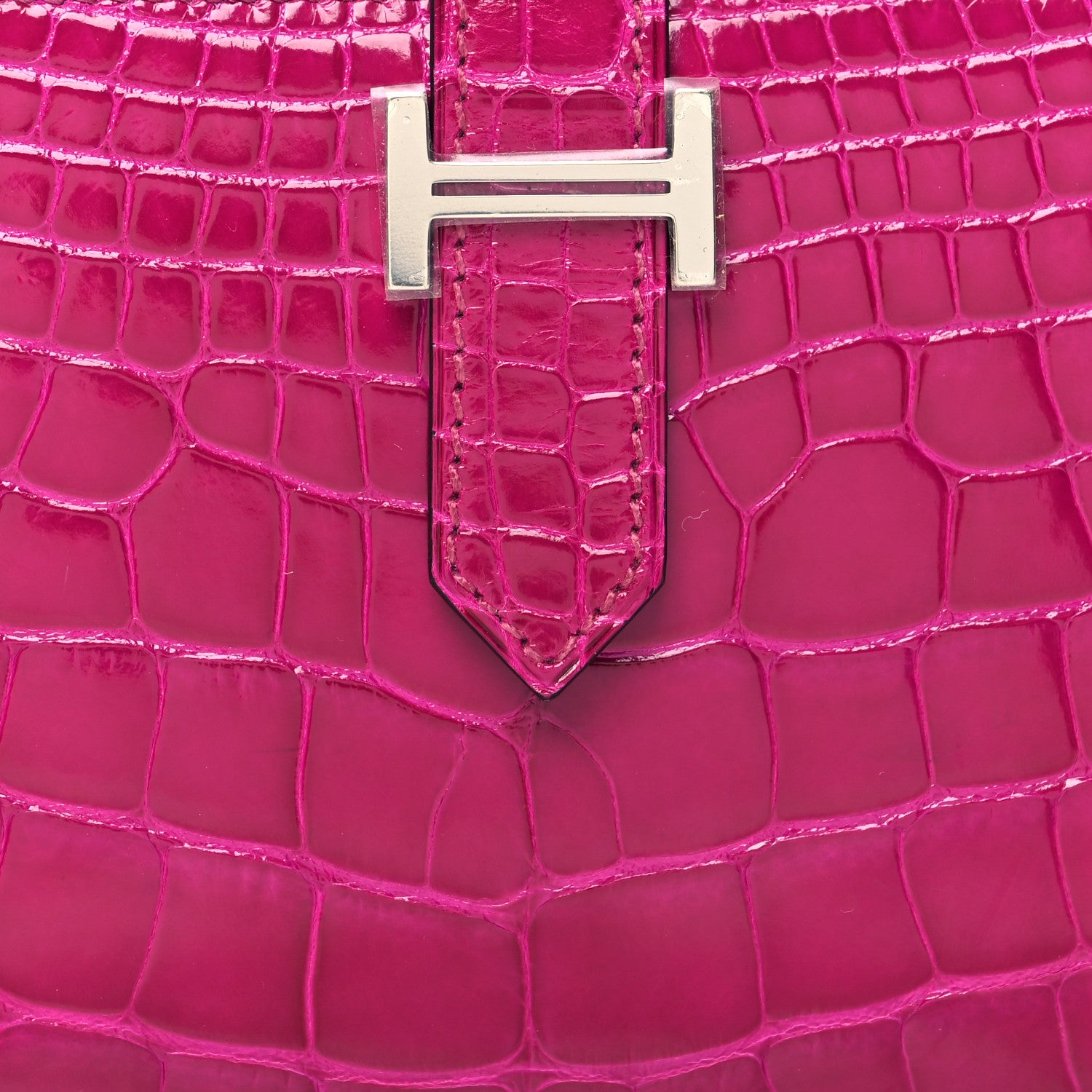 Hermes Shiny Alligator Bearn Wallet Rose Pourpre 8 of 10
