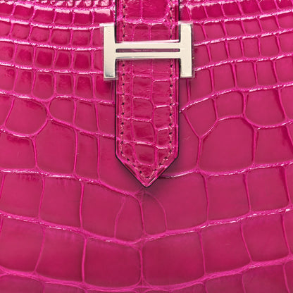 Hermes Shiny Alligator Bearn Wallet Rose Pourpre 8 of 10