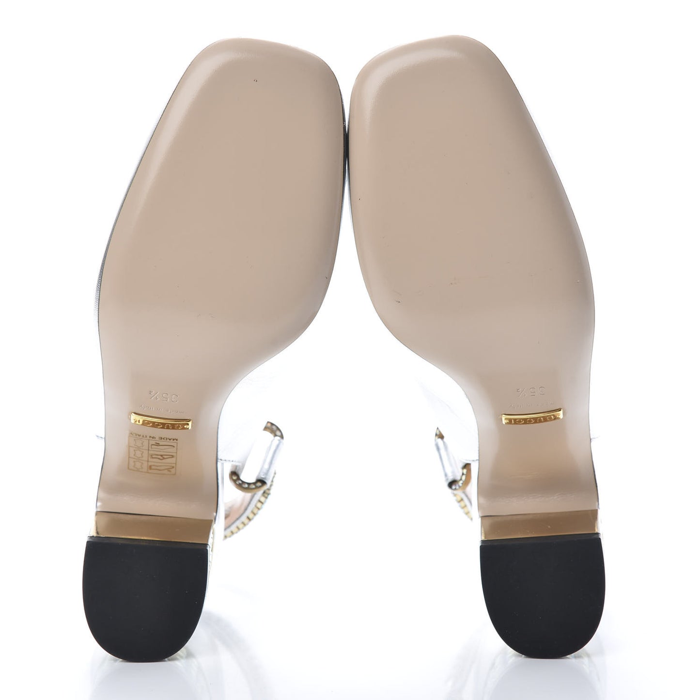 Metallic Nappa Crystal Square G Madelyn Slingbacks 35.5 Silver