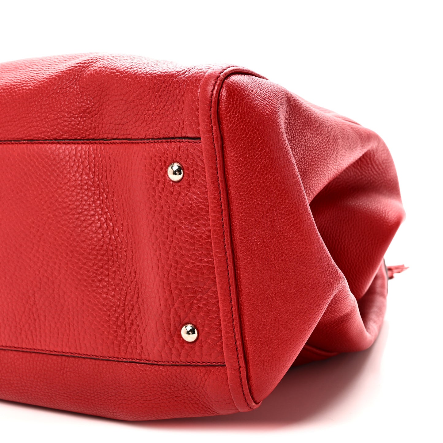 Pebbled Calfskin Large Soho Shoulder Bag Red