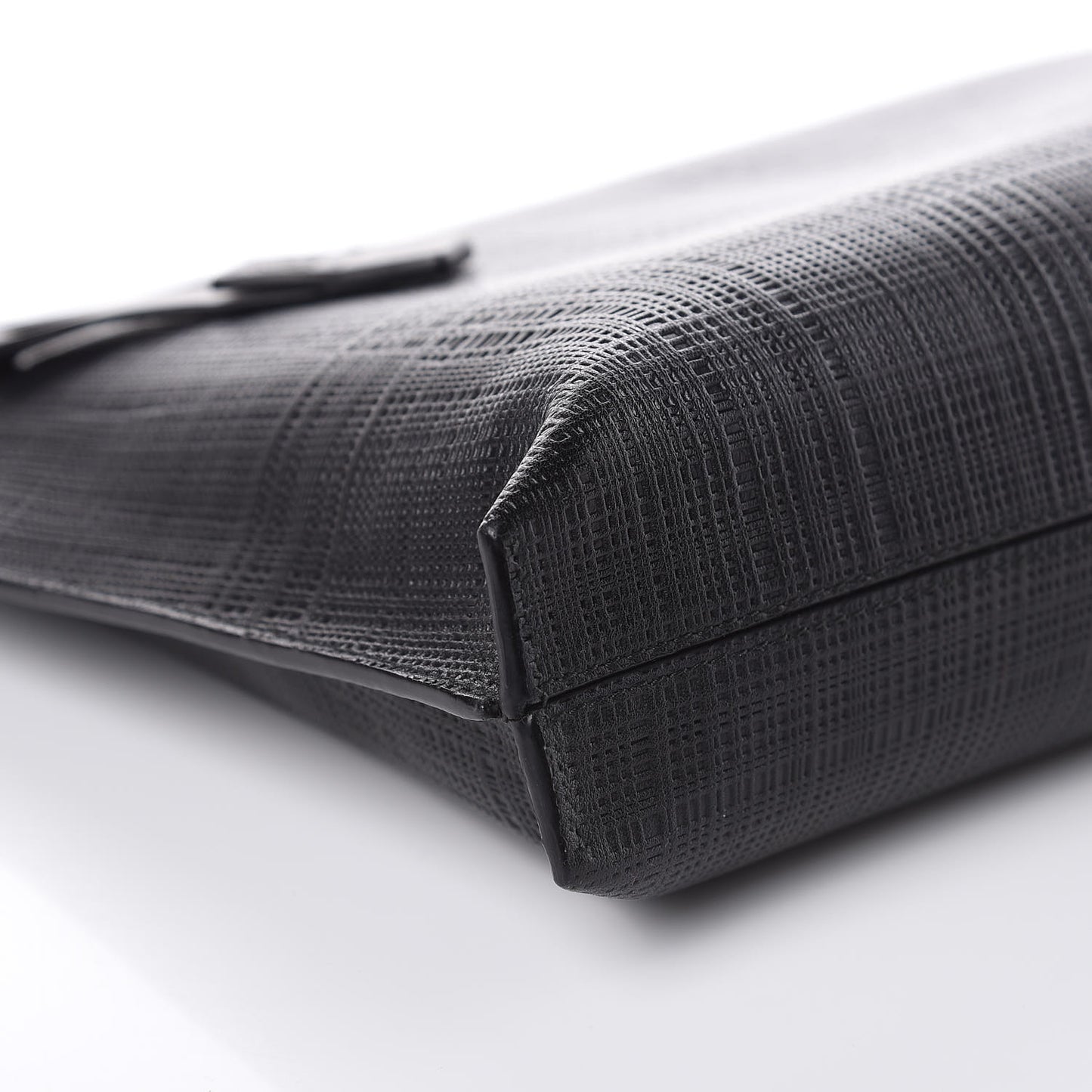 Calfskin Linen Embossed Large T Pouch Black