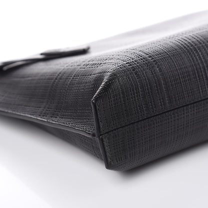 Loewe Calfskin Linen Embossed Large T Pouch Black 10 of 11