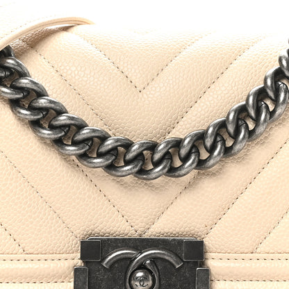 Chanel Caviar Chevron Quilted Small Boy Flap White 8 of 10