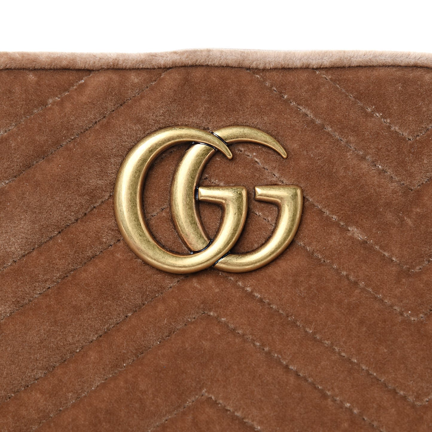 Velvet Matelasse Small GG Marmont Chain Shoulder Bag Taupe