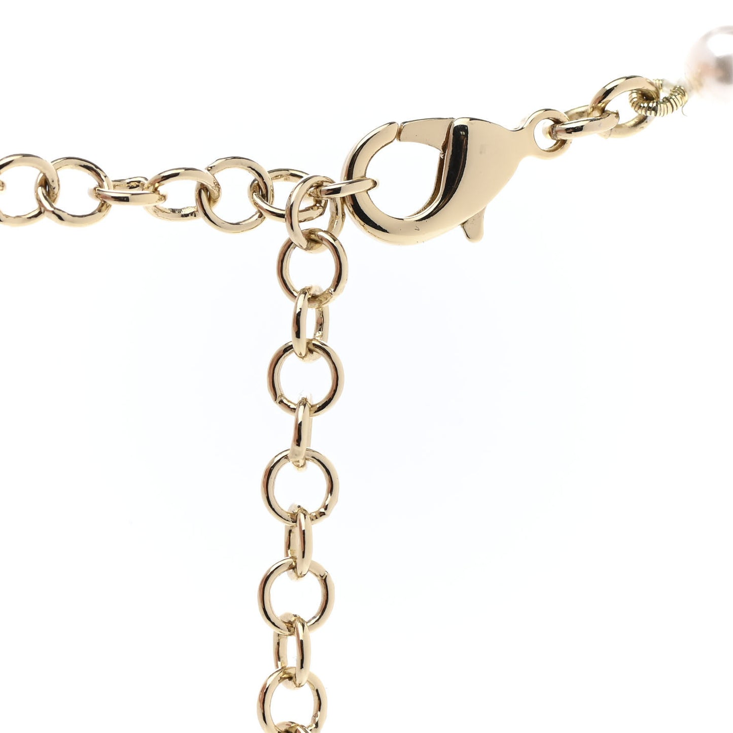 Pearl Crystal CC Heart Short Necklace Pink Gold