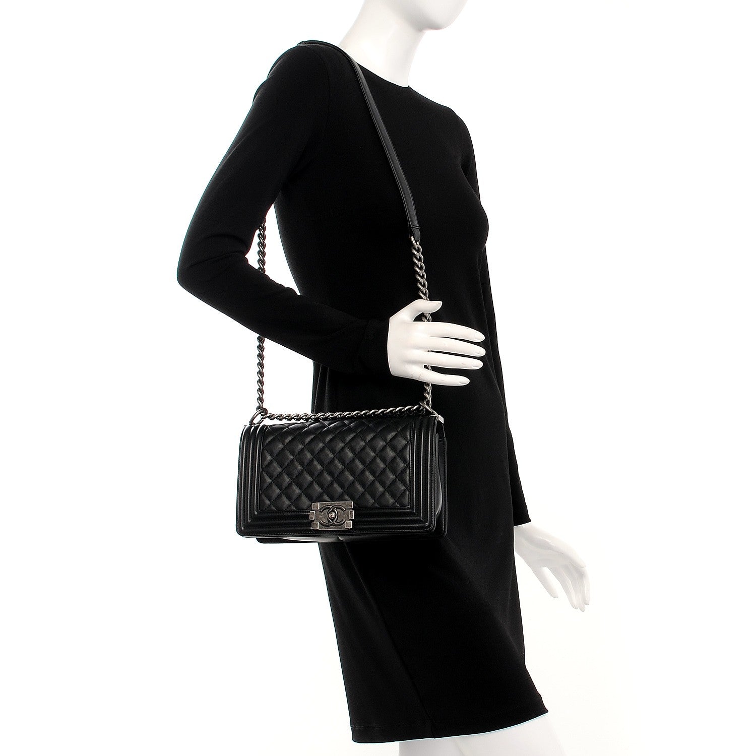 Chanel Calfskin Quilted Medium Boy Flap Black 2 of 8