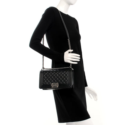Chanel Calfskin Quilted Medium Boy Flap Black 2 of 8