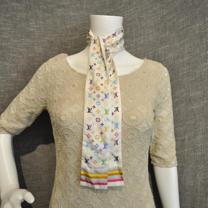 Louis Vuitton Silk Monogram Multicolor Bandeau White 4 of 4