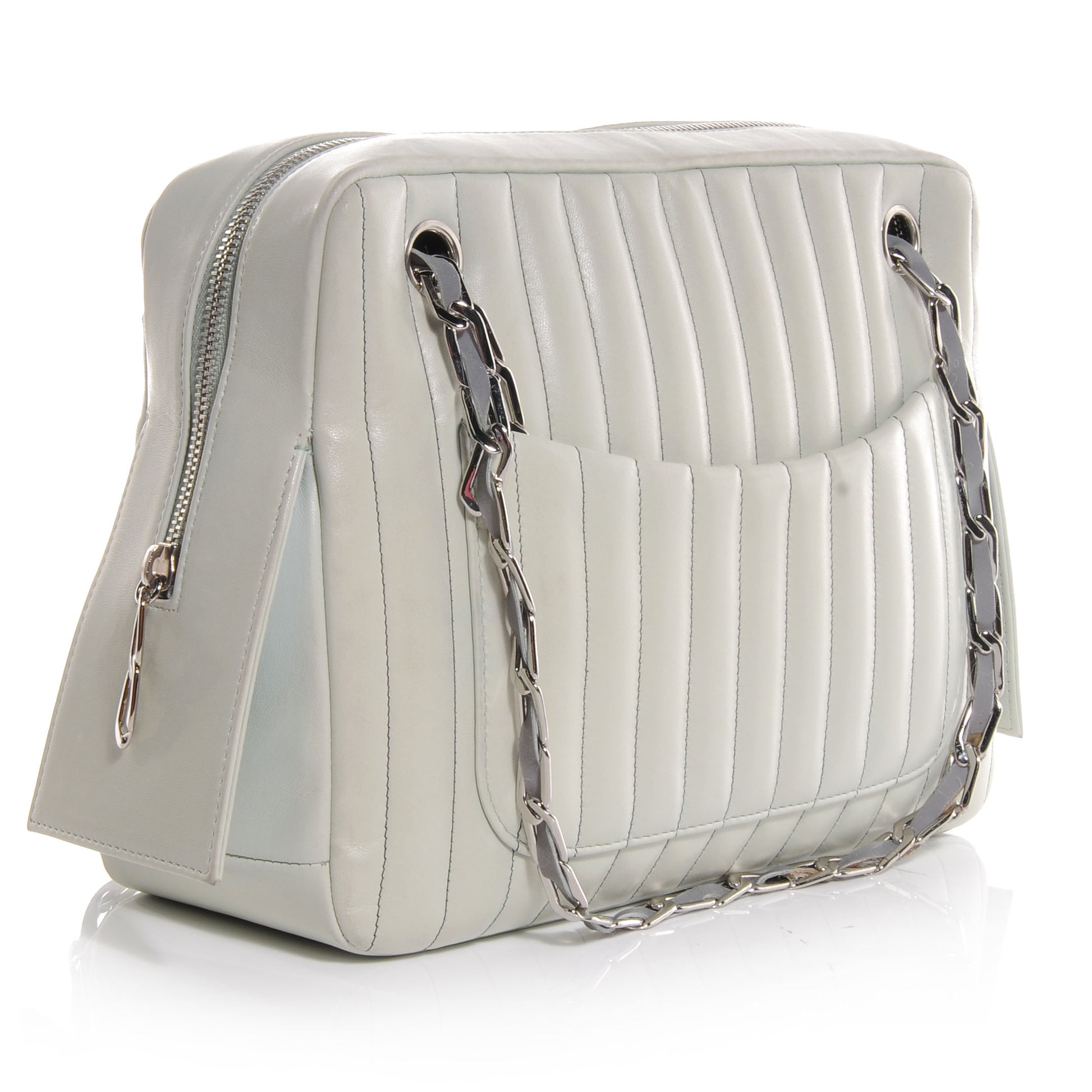 Chanel Lambskin Vertical Quilted Mademoiselle Camera Case Green 3 of 10