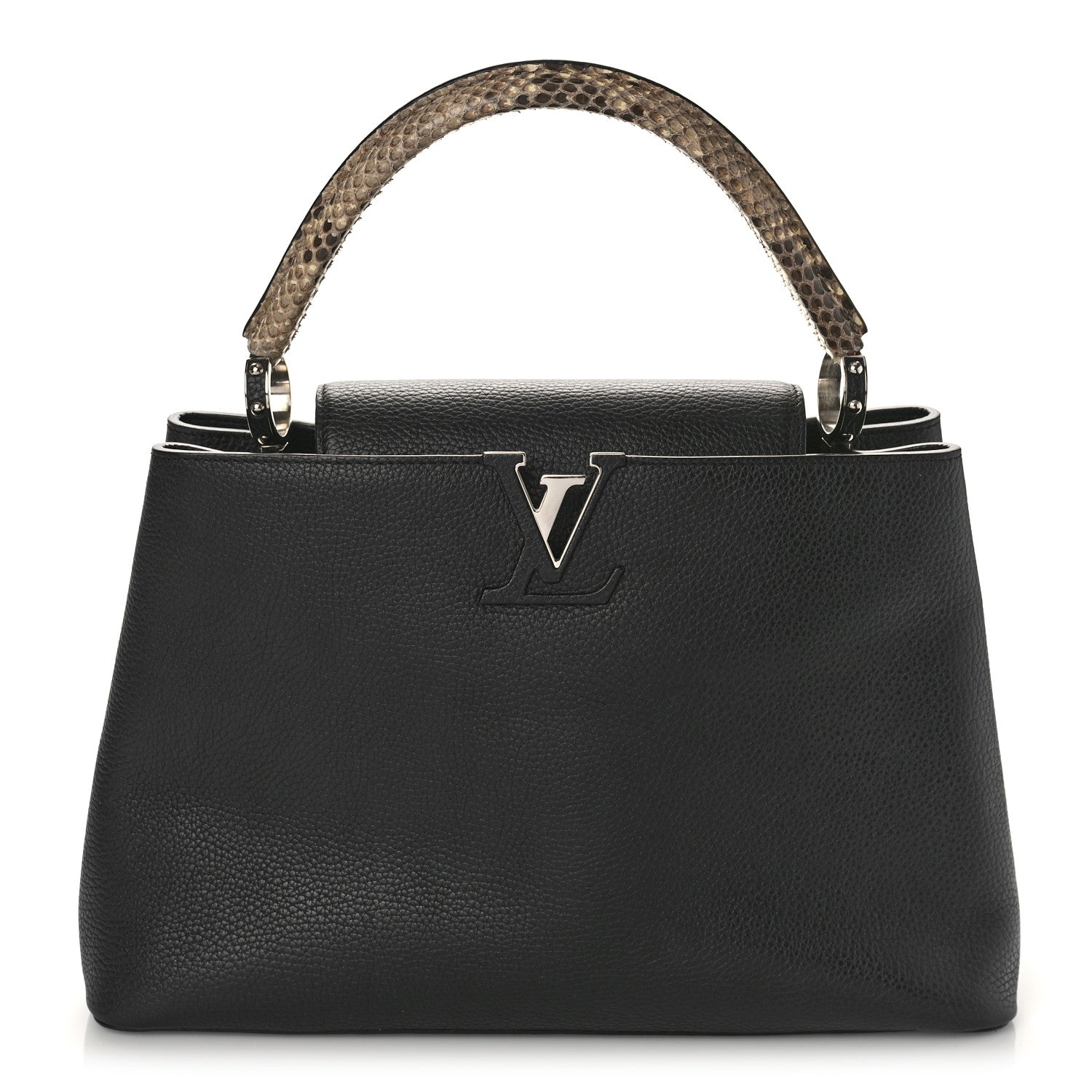 Louis Vuitton Taurillon Snakeskin Capucines MM Black 1 of 8