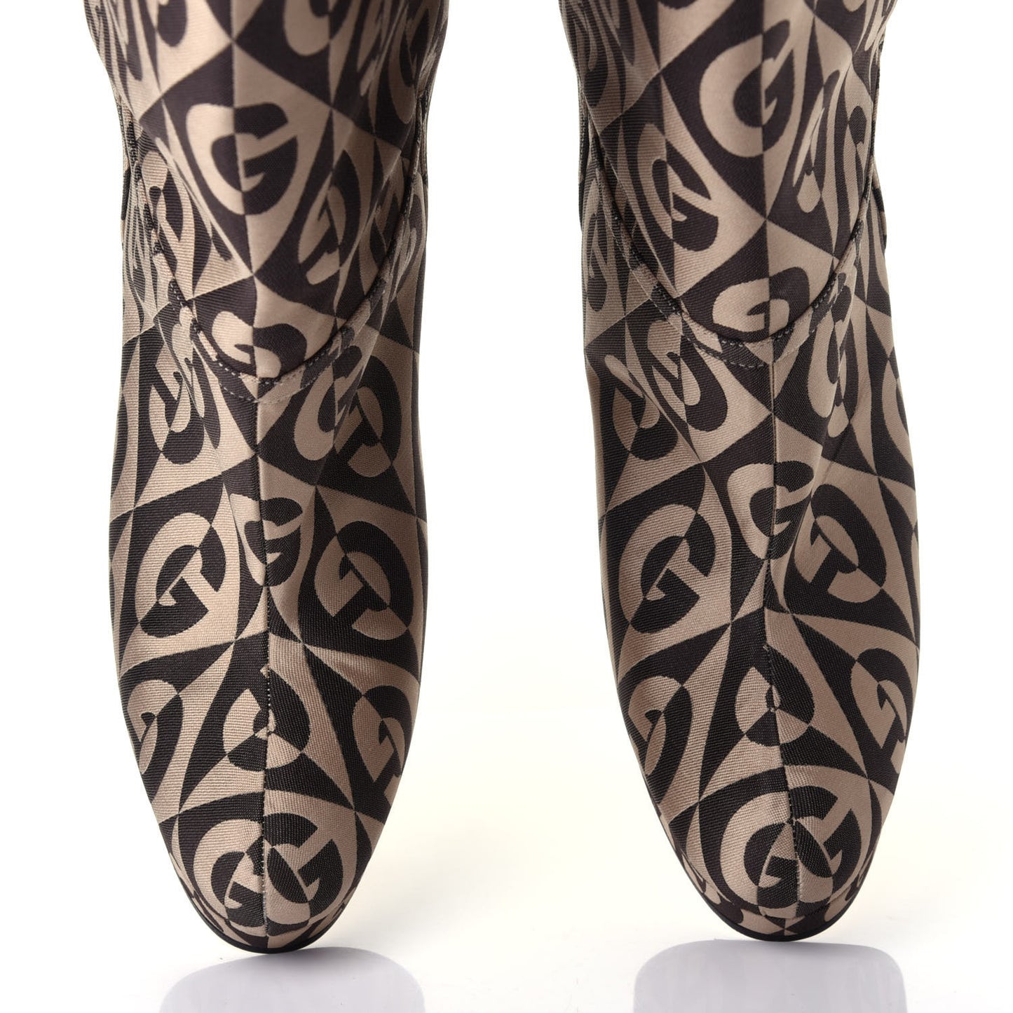 Fabric G Rhombus Print Platform Boots 39 Beige Cocoa