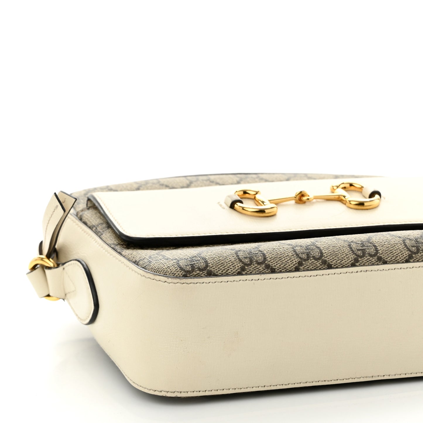 GG Supreme Monogram Small Horsebit 1955 Shoulder Bag Beige Mystic White