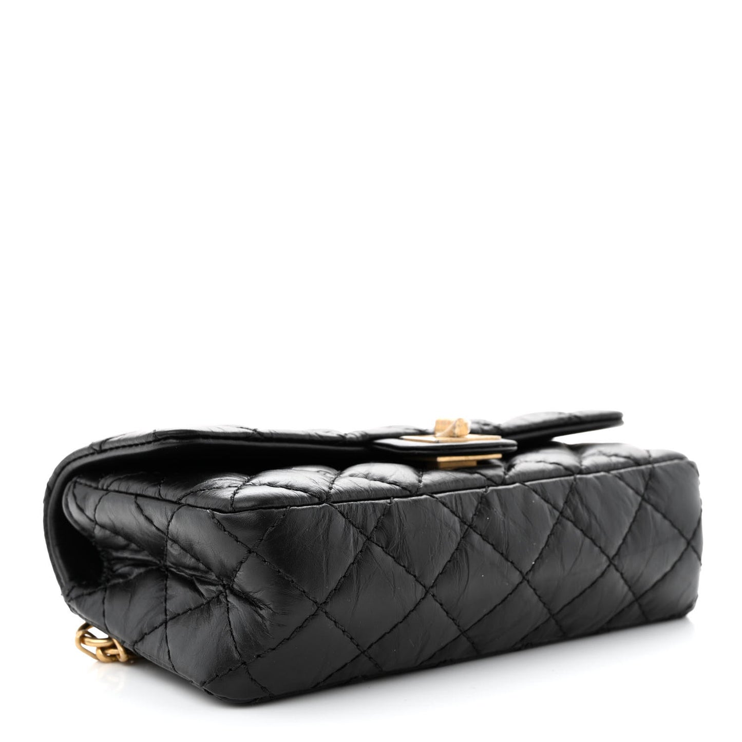 Aged Calfskin Quilted 2.55 Reissue Flap Belt Bag Clutch Black