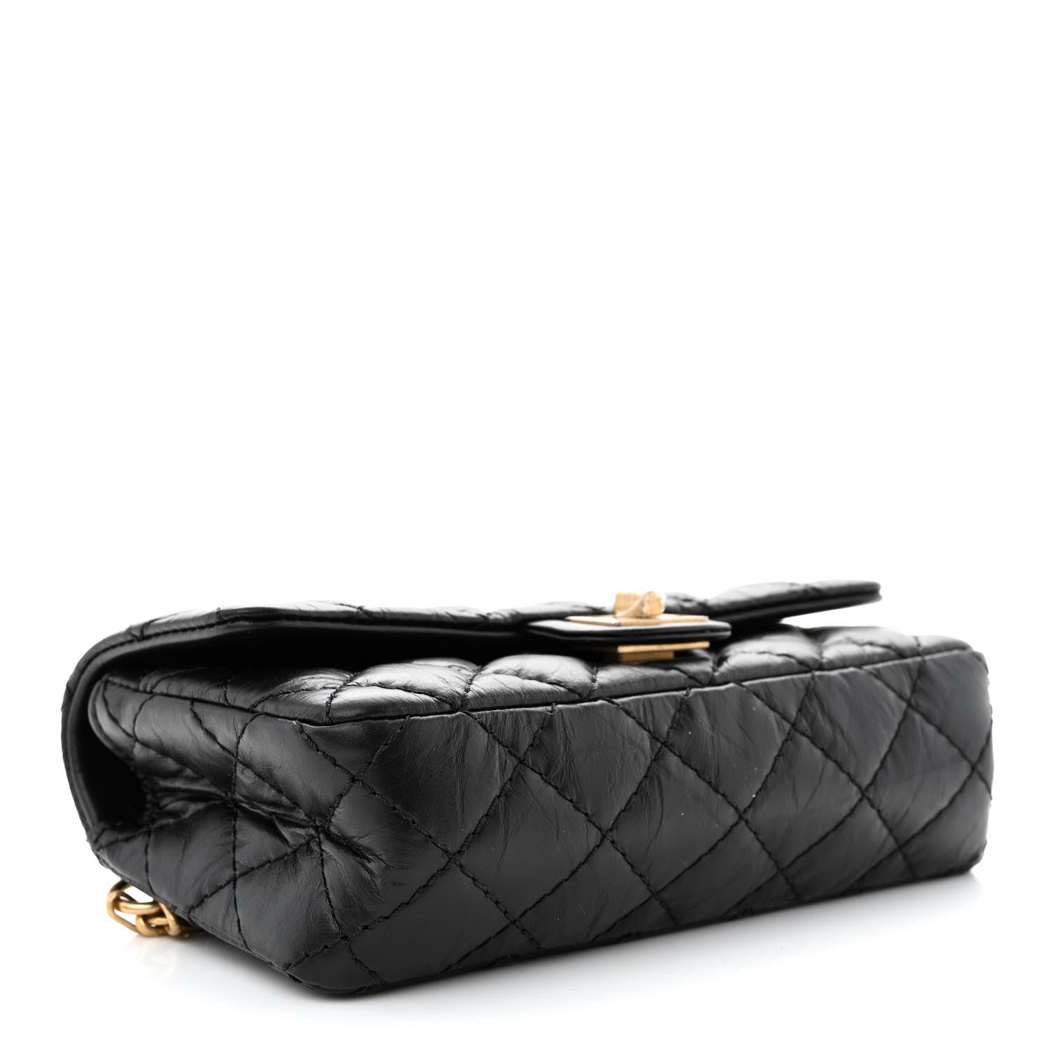 Chanel Aged Calfskin Quilted 2.55 Reissue Flap Belt Bag Clutch Black 4 of 11