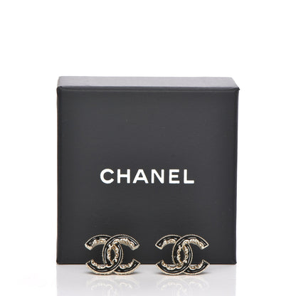 Chanel Enamel CC Baroque Earrings Black Gold 5 of 5