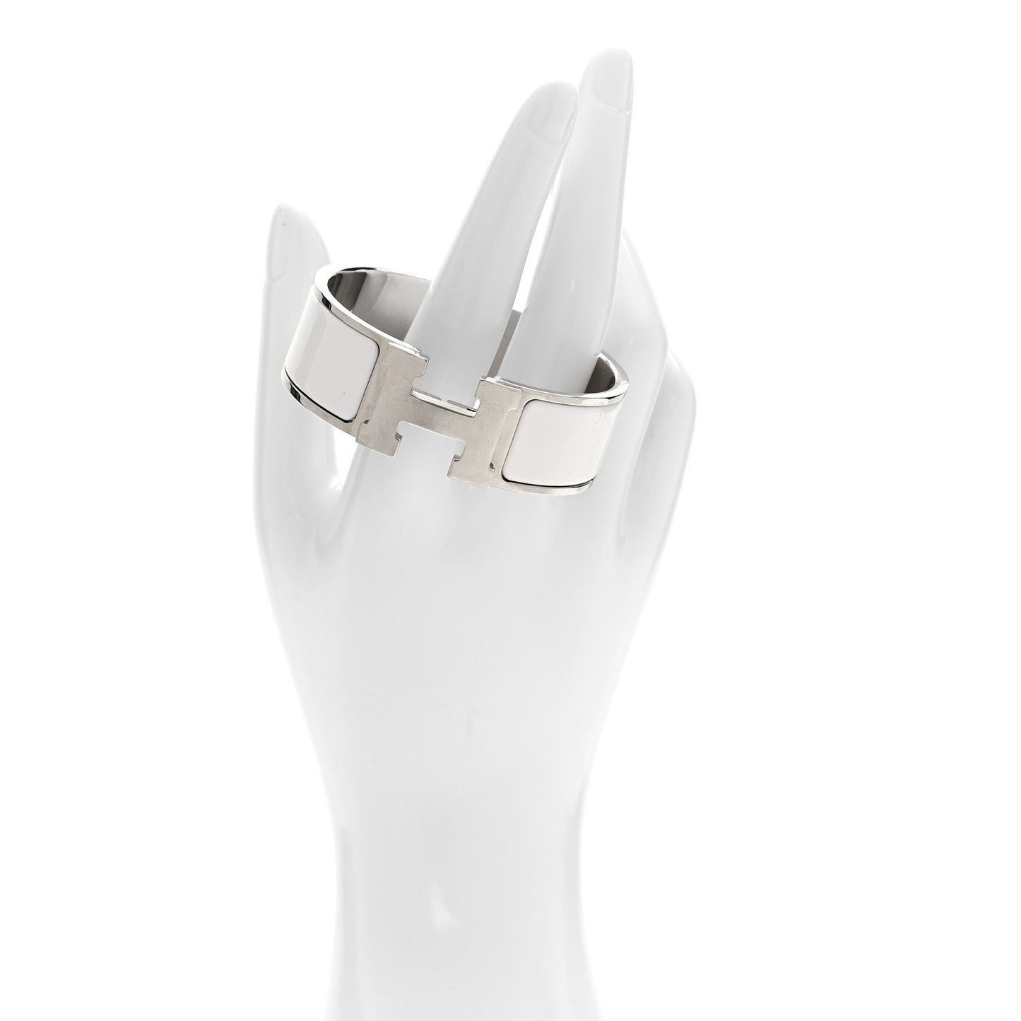 Enamel Wide Clic Clac H Bracelet PM White