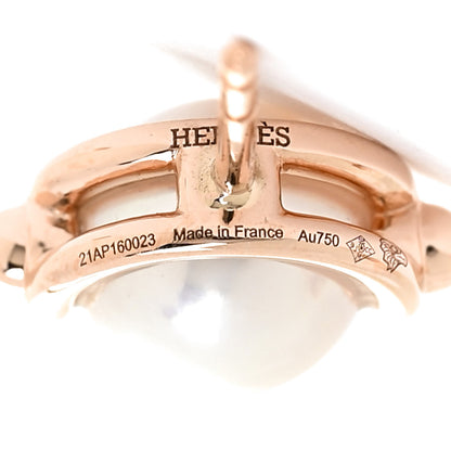 Hermes 18K Rose Gold Pearl PM Chandra Earrings 5 of 7
