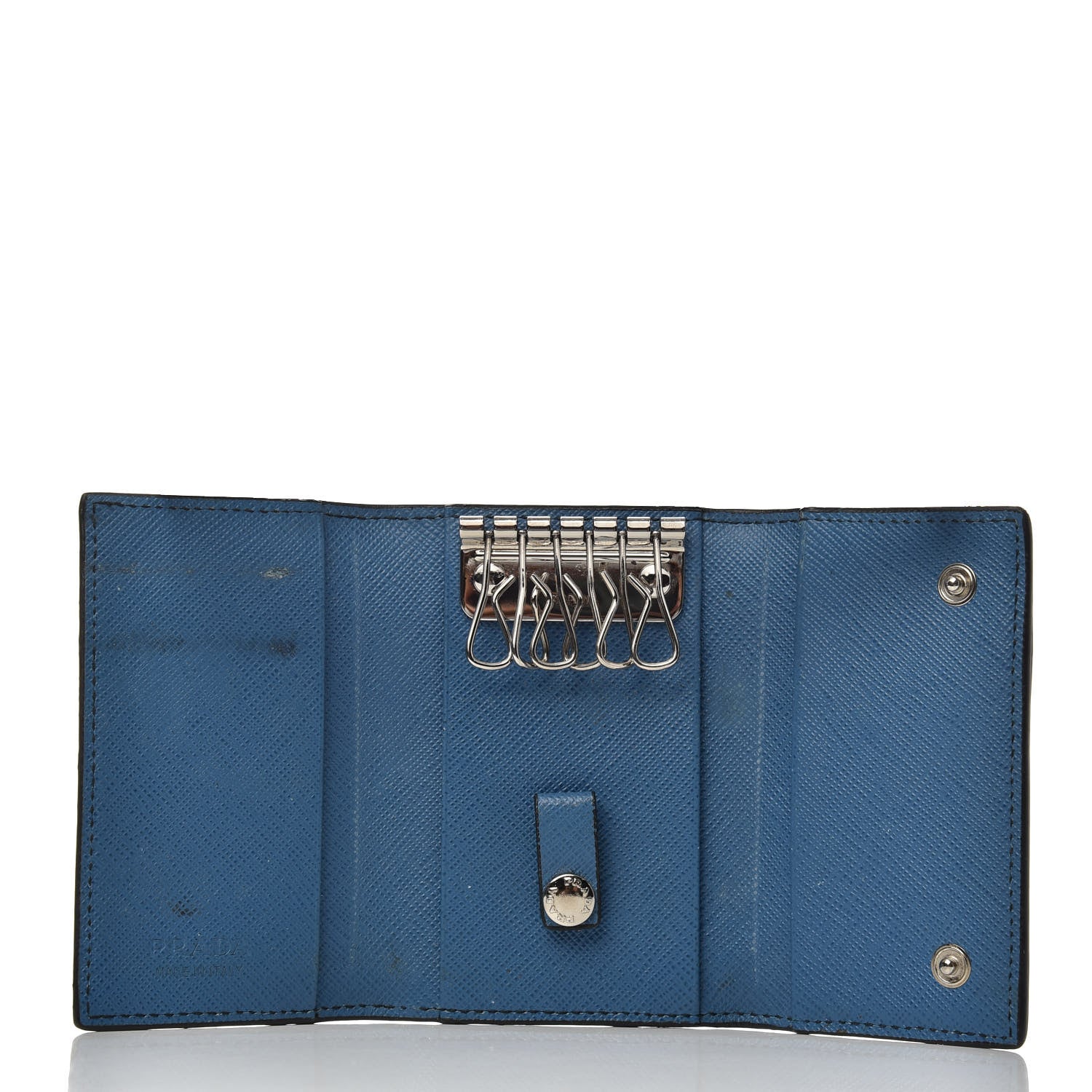 Prada Saffiano Robot 6 Key Holder Blue 753646 – FASHIONPHILE