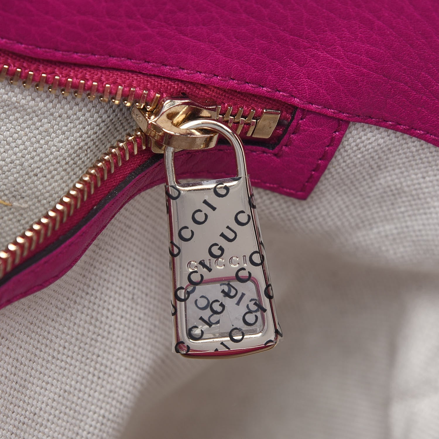 Gucci Pebbled Calfskin Large Bamboo Shopper Tote Bright Bougainvillea 8 of 10