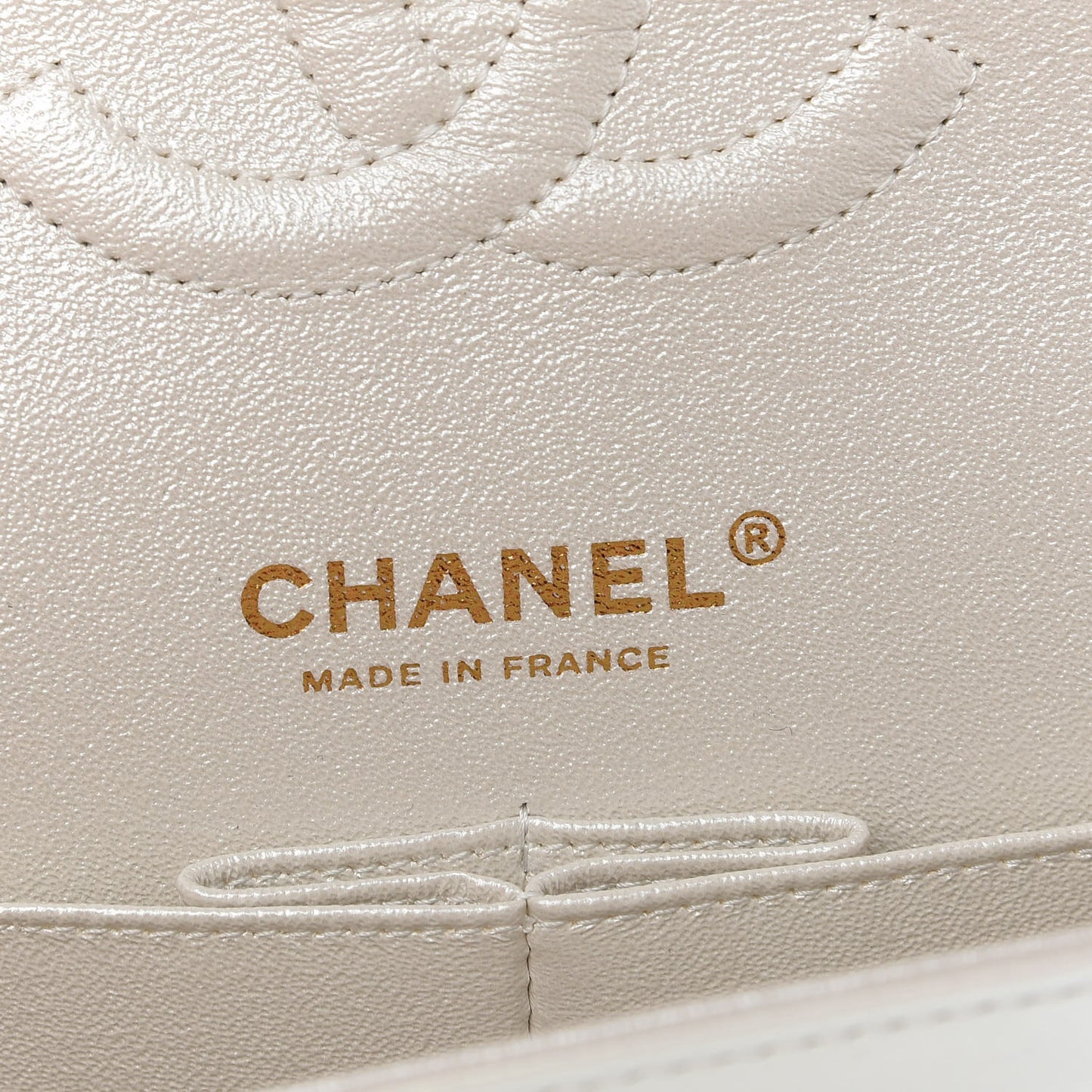 Iridescent Calfskin Quilted Medium Double Flap White