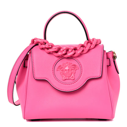 Versace Grained Calfskin Medusa Small Top Handle Handbag Cerise 1 of 13