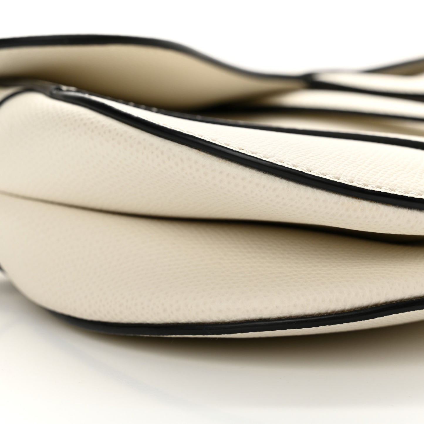 Grained Calfskin Saddle Bag White