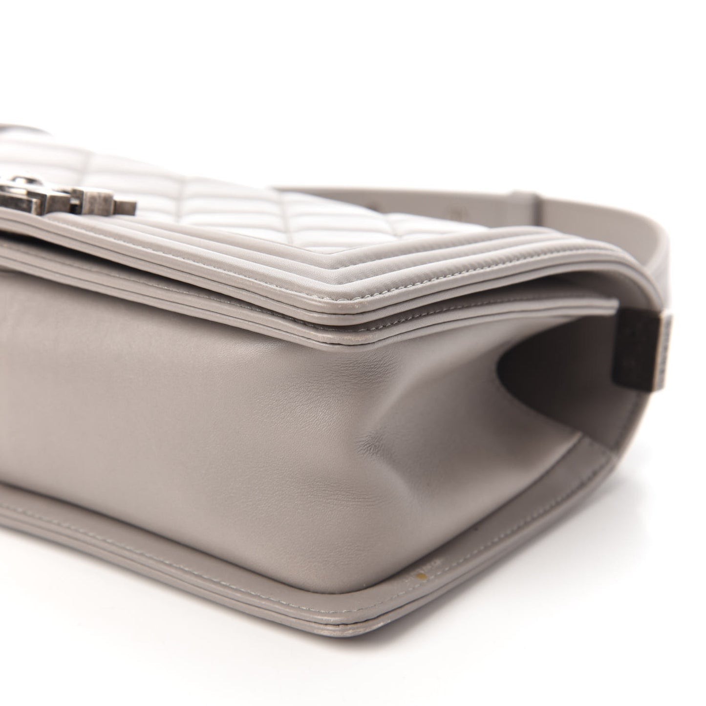 Calfskin Quilted Medium Boy Flap Grey