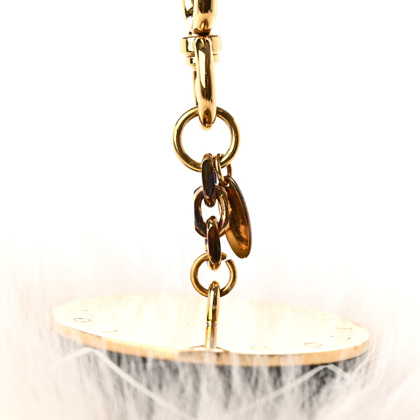 Fox Fur Fuzzy V Bag Charm White