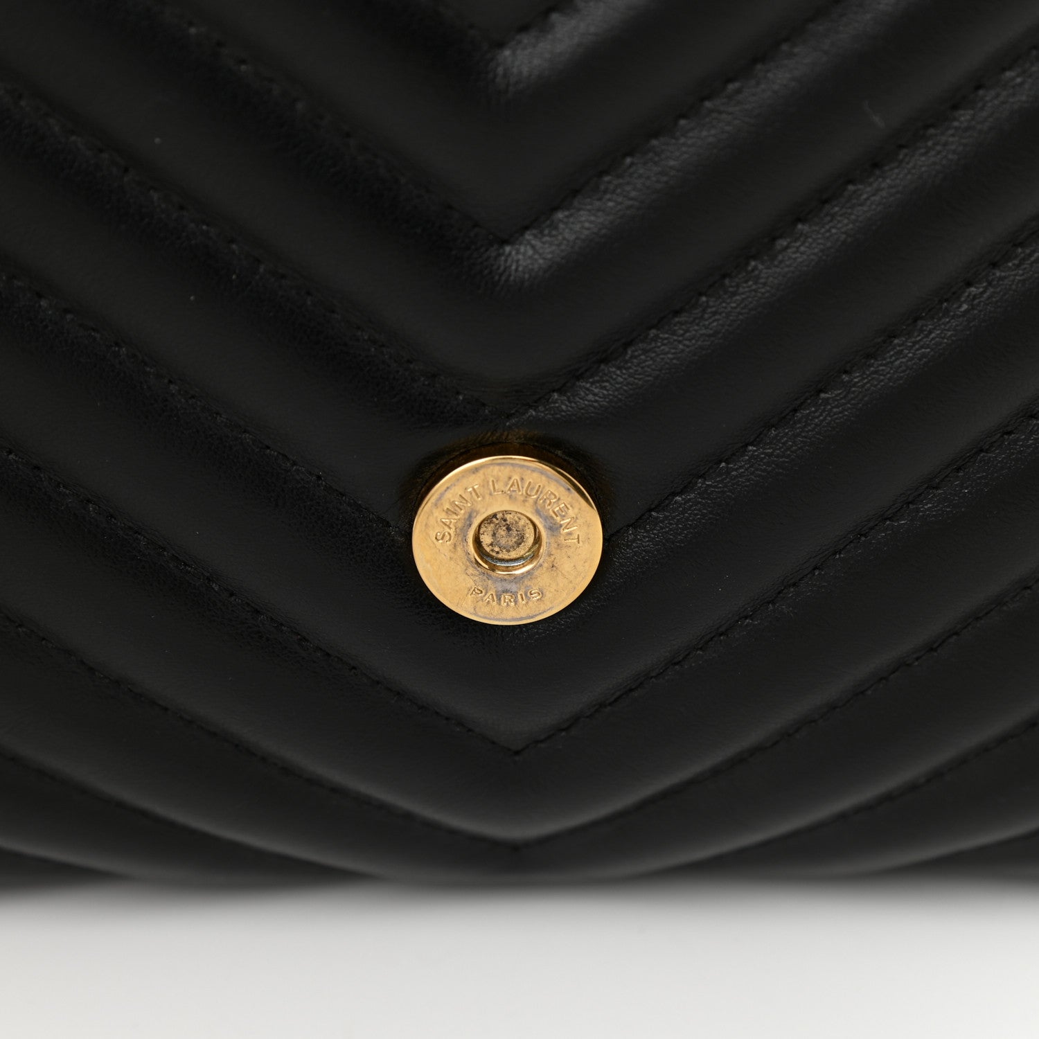 Saint Laurent Calfskin Matelasse Chevron Studded Monogram Medium College Bag Black 12 of 12