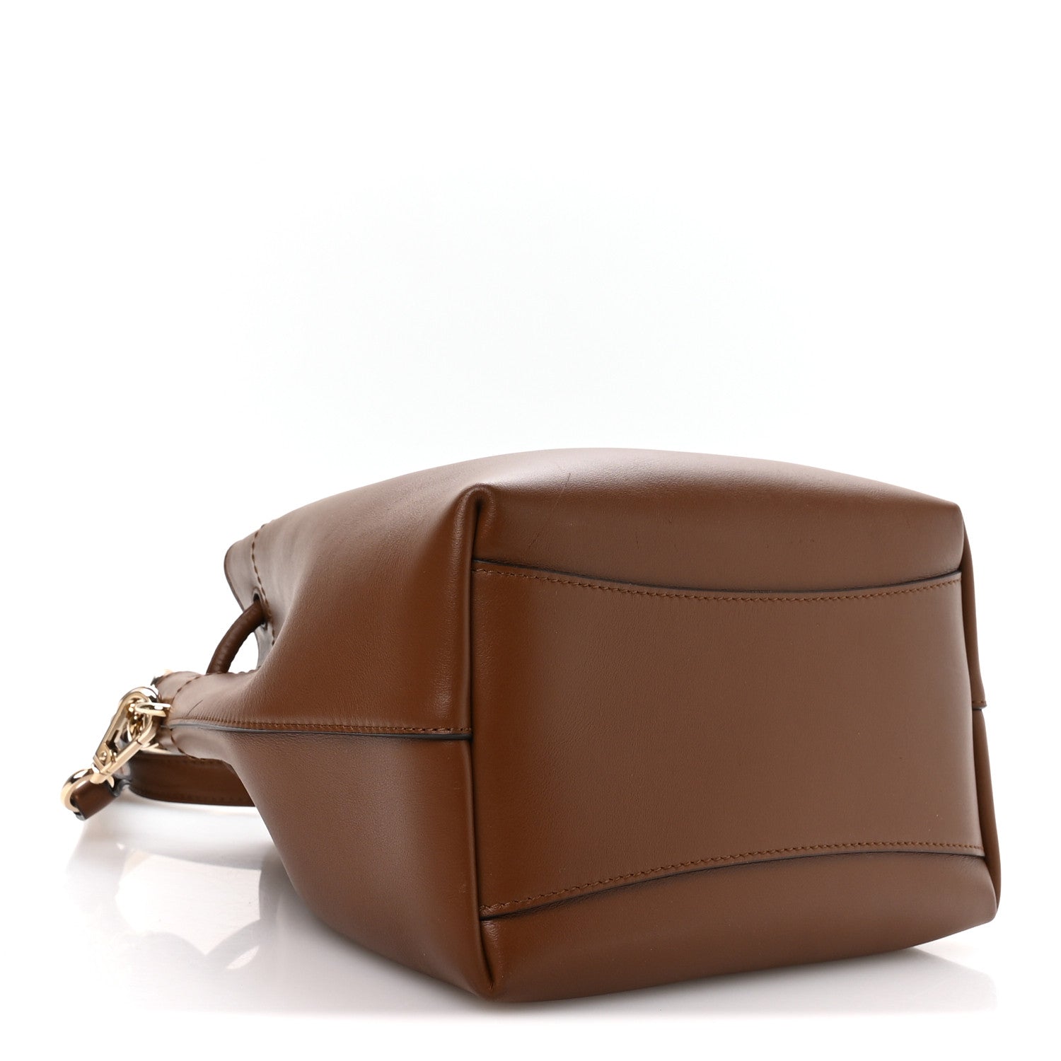 Jimmy Choo Smooth Shiny Calfskin Bon Bon Bucket Bag Dark Tan 4 of 10
