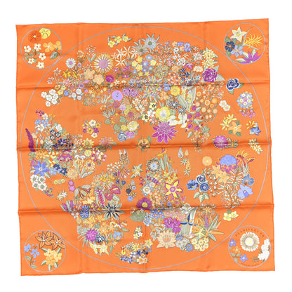 Hermes Silk Planifleurs Scarf 90 Orange Vert Fuchsia 1 of 3