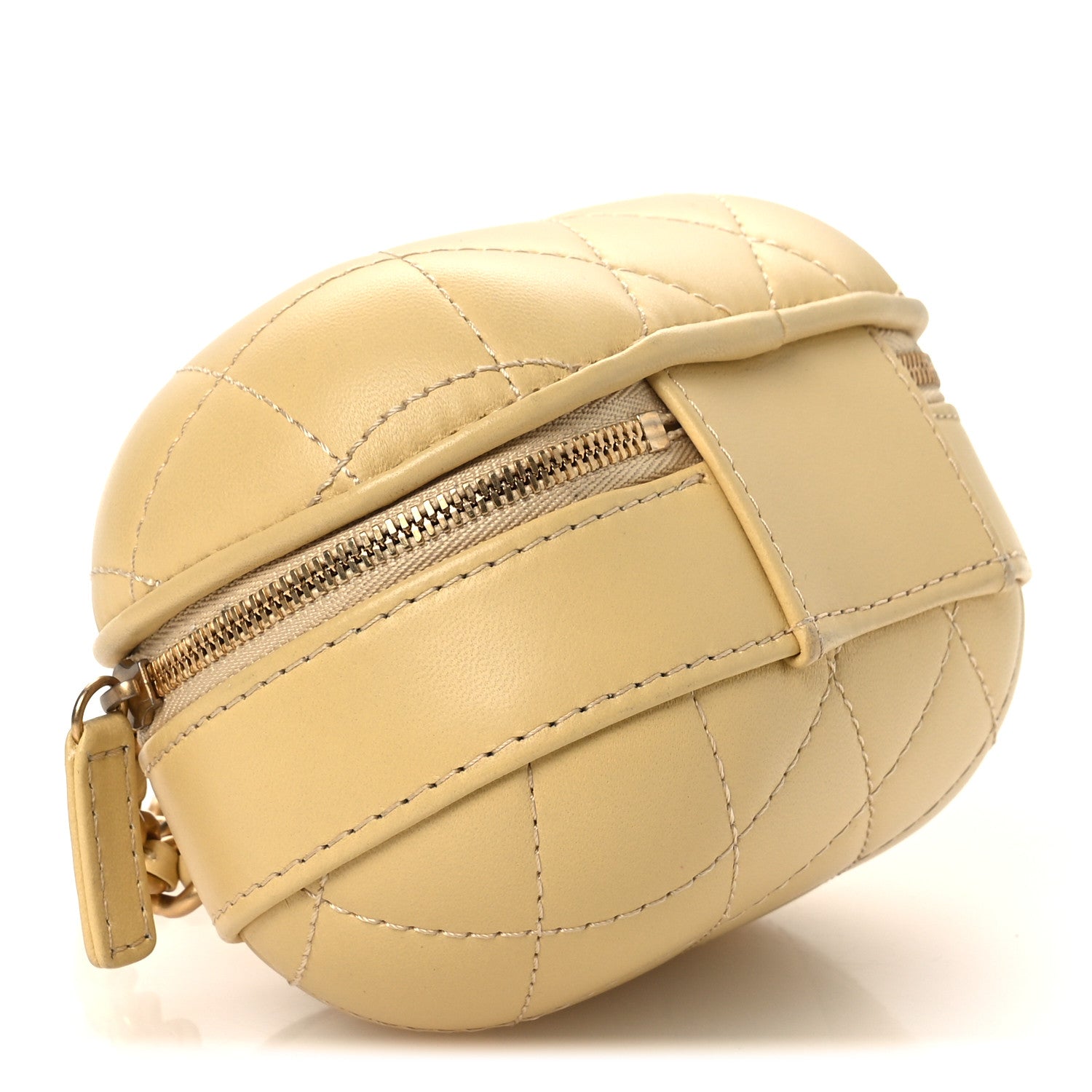 Chanel Lambskin Quilted CC Bubble Vanity Case With Chain Light Yellow 4 of 11