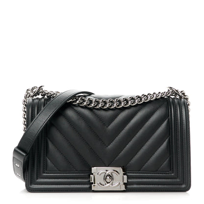 Chanel Lambskin Chevron Quilted Medium Boy Flap Black 1 of 10
