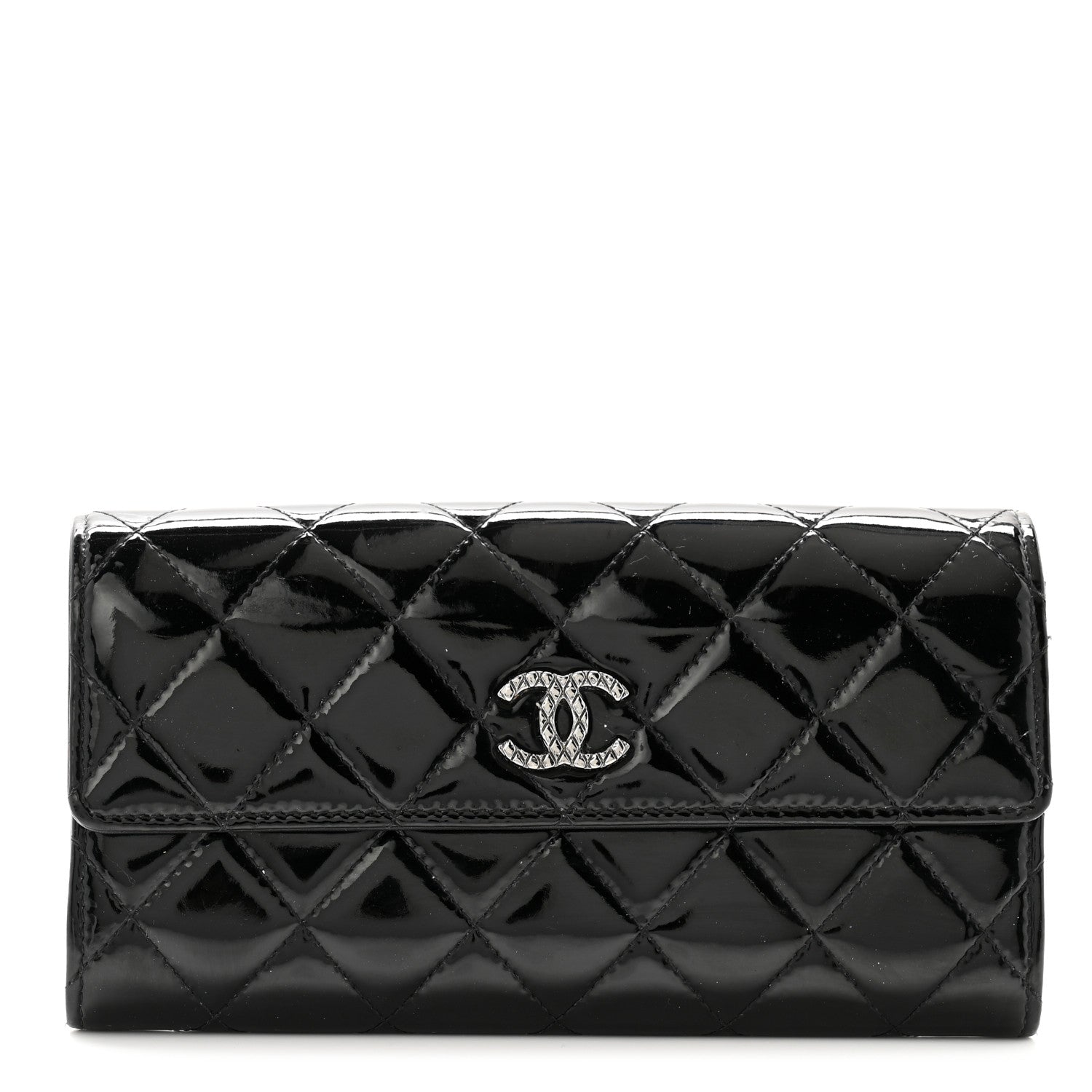 Chanel Patent Quilted Large Brilliant Flap Wallet Black 1 of 12