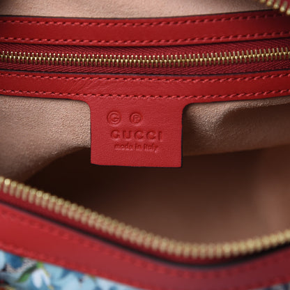 Gucci GG Supreme Monogram Blooms Small Boston Beige Blue Navy Hibiscus Red 6 of 9