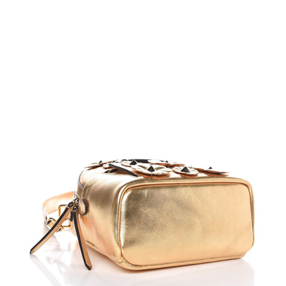 Fendi Vitello Catalan Mirror Flowerland Backpack Gold 4 of 9