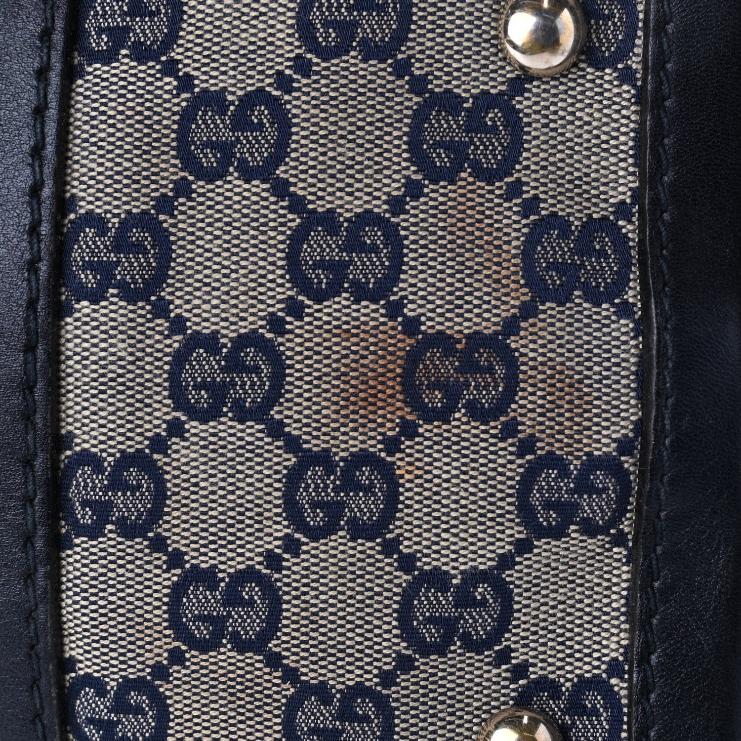 Gucci Monogram Selleria Calfskin Vintage Web Medium Boston Beige Blue 11 of 12