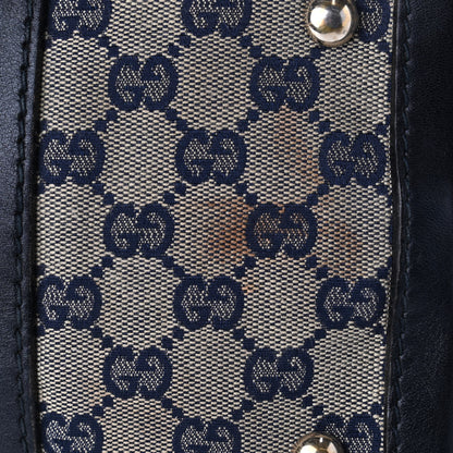 Gucci Monogram Selleria Calfskin Vintage Web Medium Boston Beige Blue 11 of 12