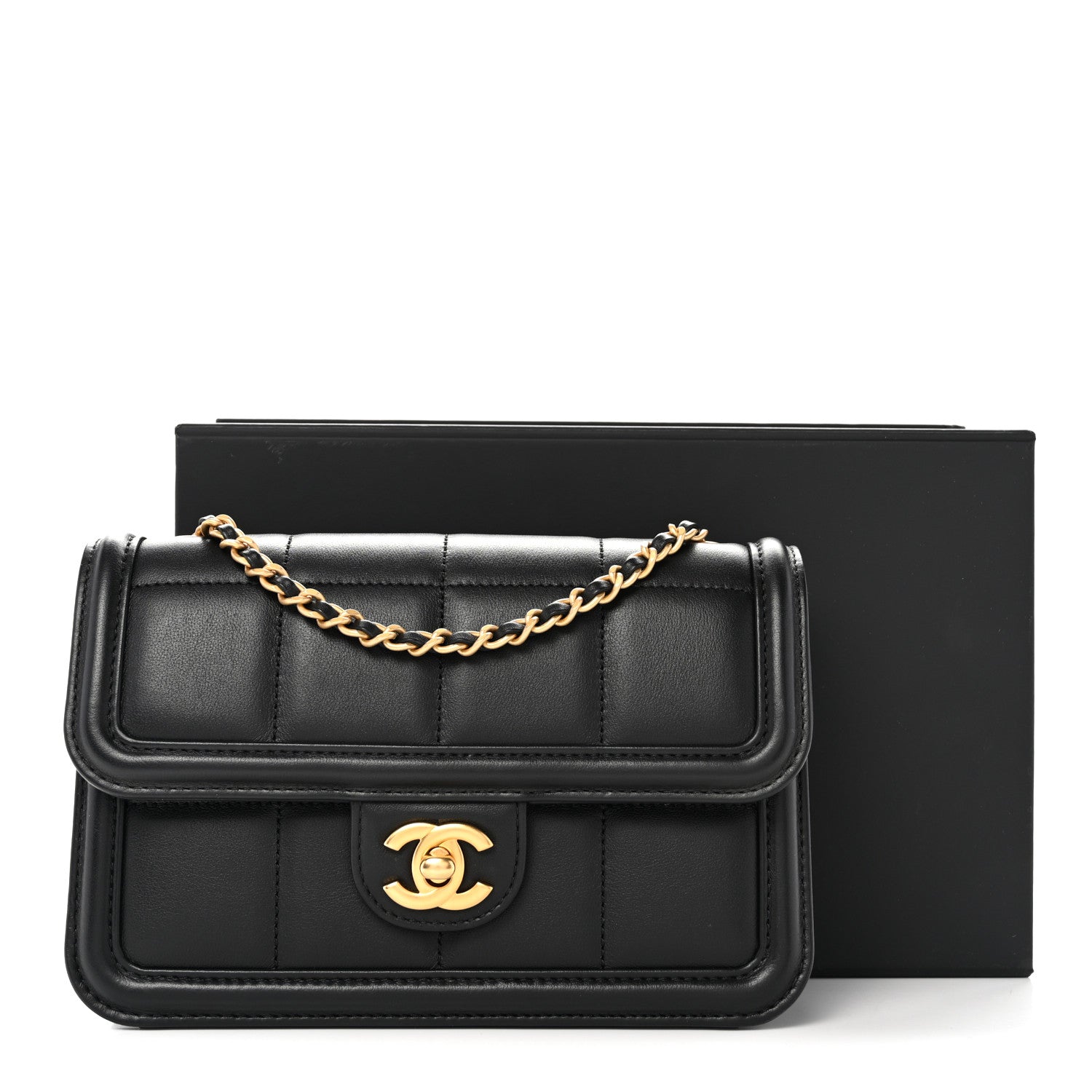 Chanel Lambskin Calfskin Mini Chocolate Bar Flap Bag Black 11 of 11