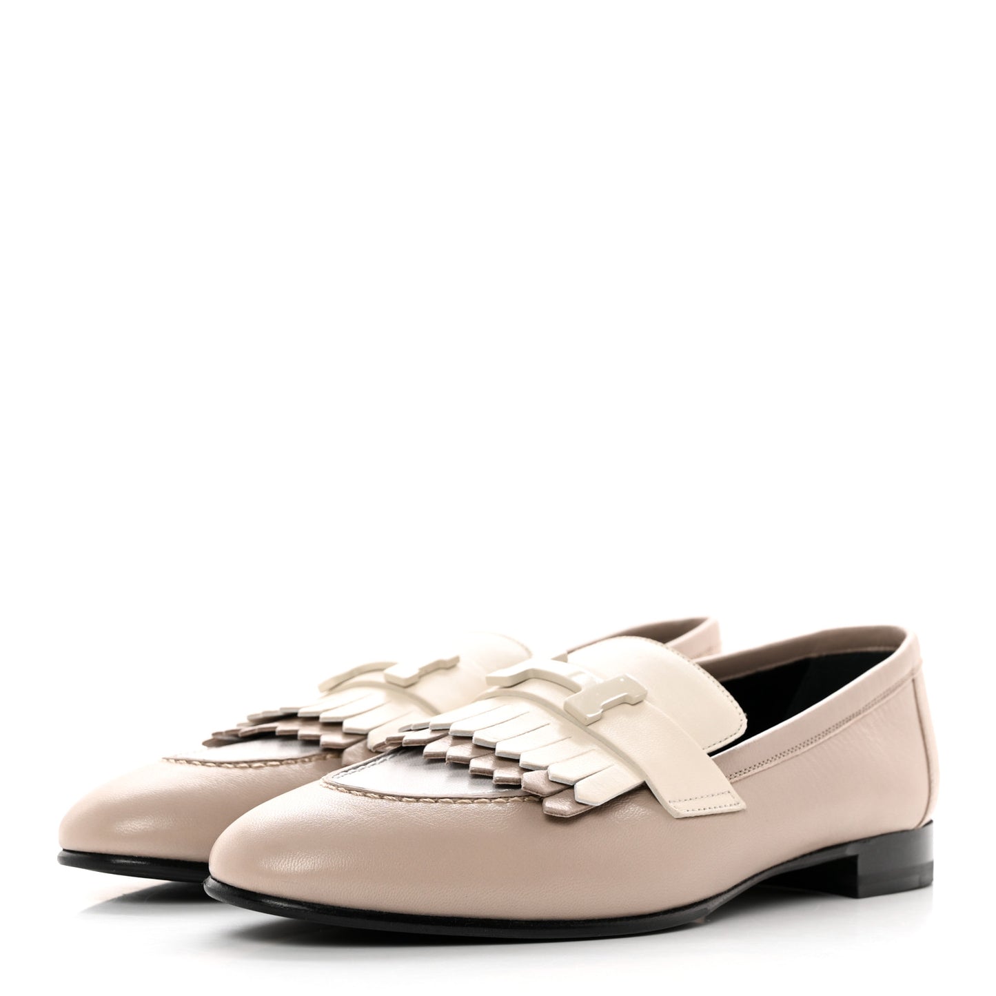 Goatskin Womens Royal Loafers 38 Multicolore Beige Mastic