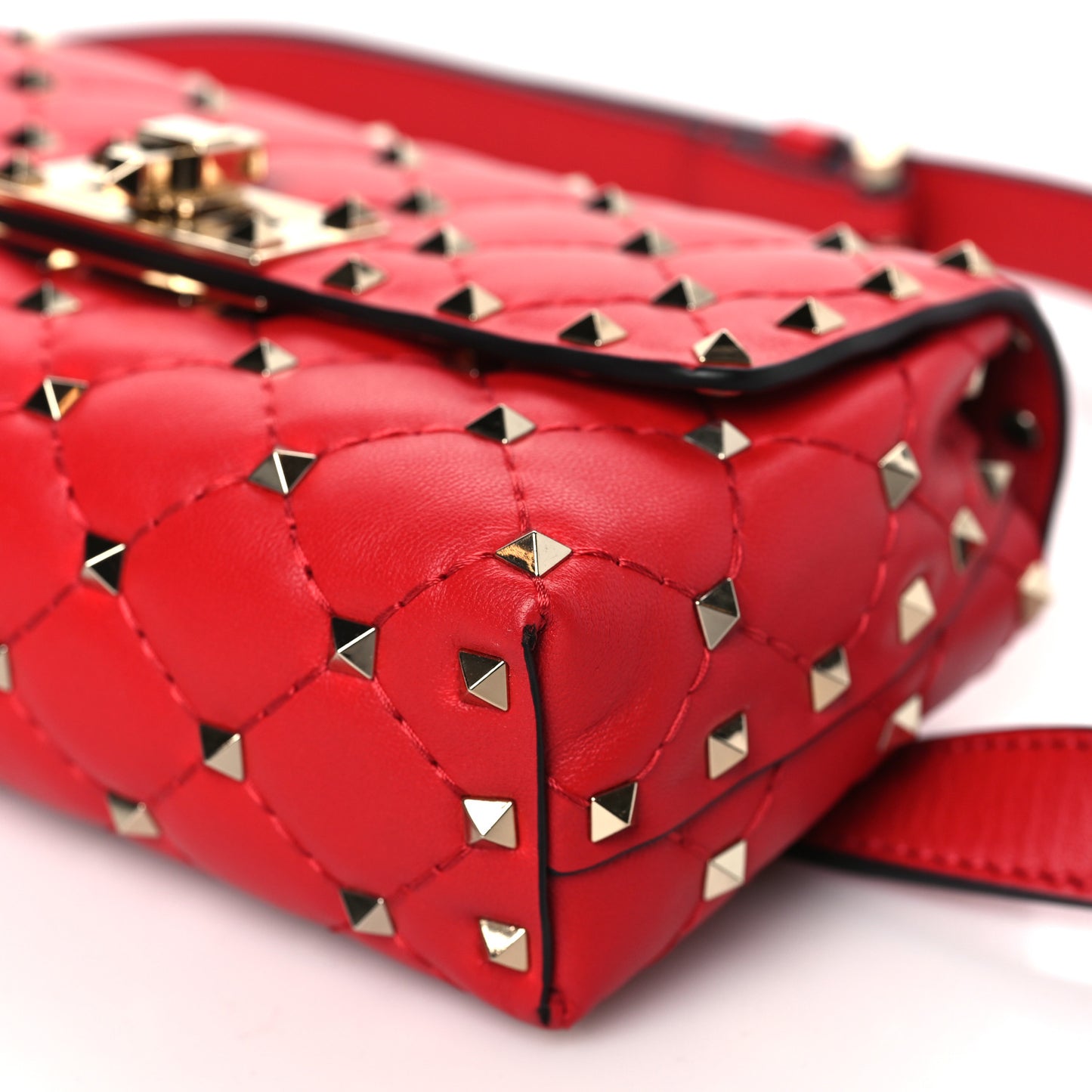 Nappa Rockstud Spike Belt Bag Rouge Pur