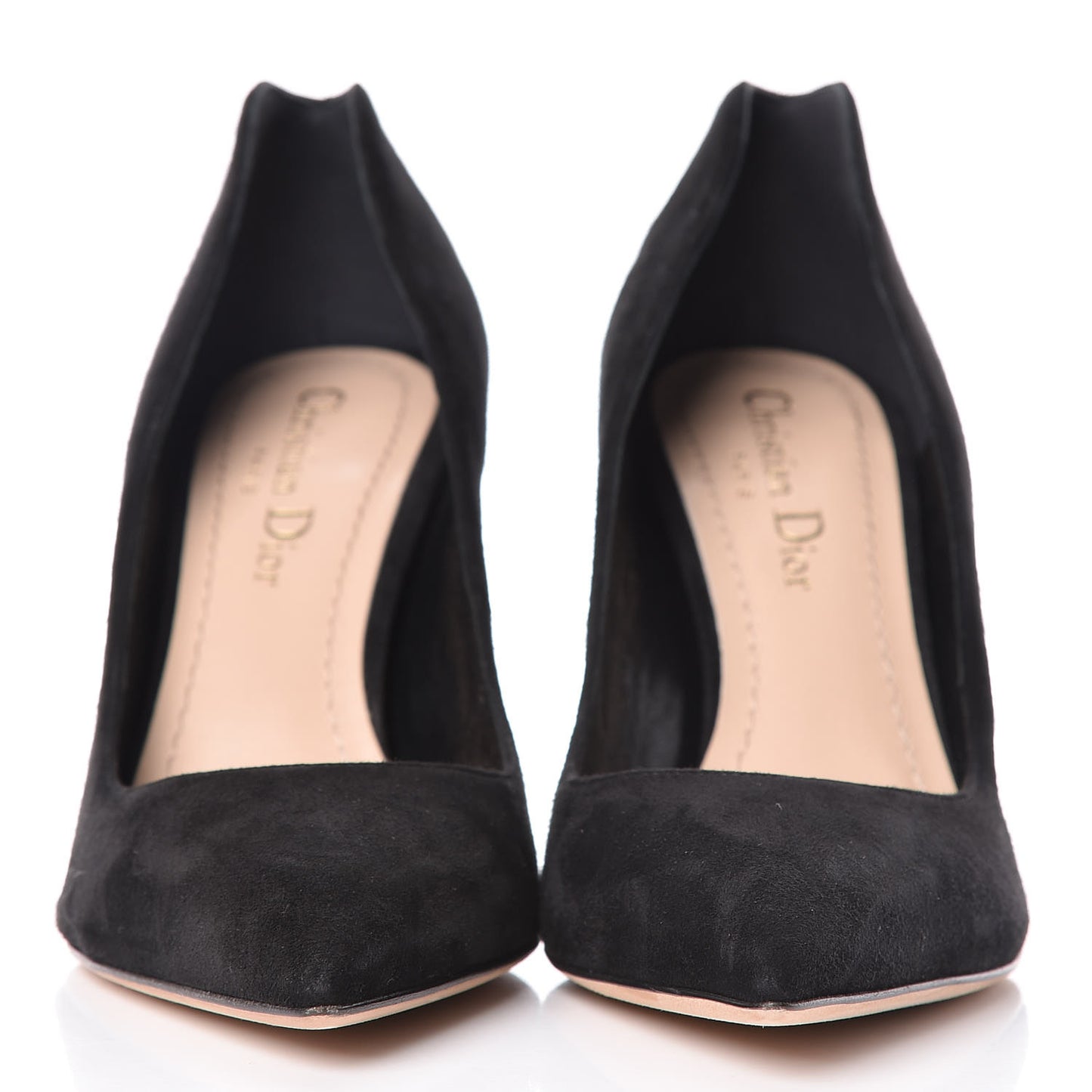 Suede Studded Dioramour Pumps 36.5 Black Gold