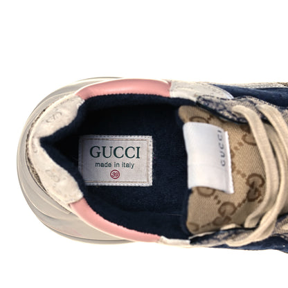 Gucci GG Supreme Monogram Mix Monogram Womens Rhyton Sneakers 39 London Blue Beige Pale Pink 7 of 9