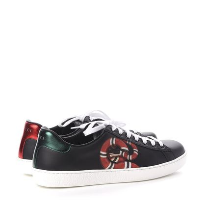 Gucci Calfskin Kingsnake Mens Ace Sneakers 9 Black Multicolor 5 of 10