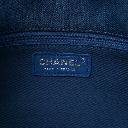 Chanel Frayed Denim Quilted Large Blue Chip Flap Blue 6 of 9