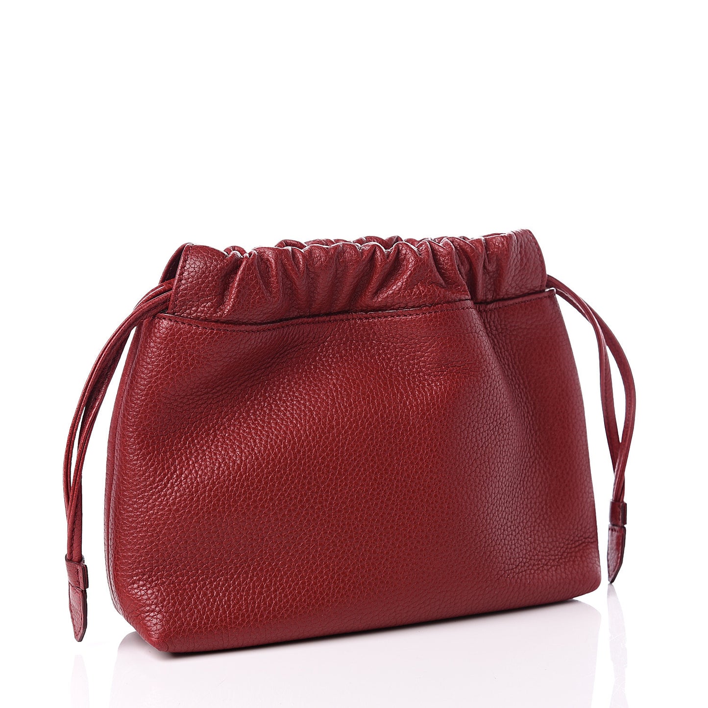 Grainy Calfskin Drawstring Pouch Red